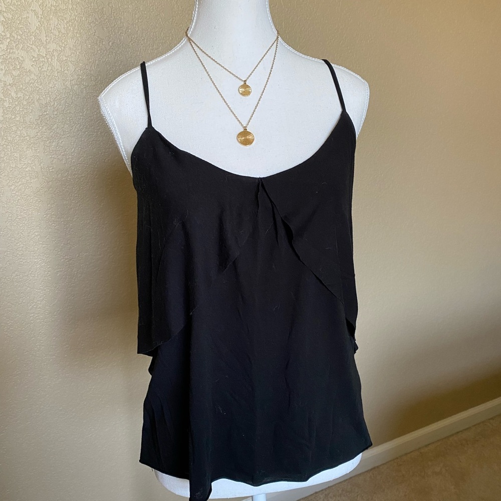 Converse Black Asymmetrical Tie Front Camisole